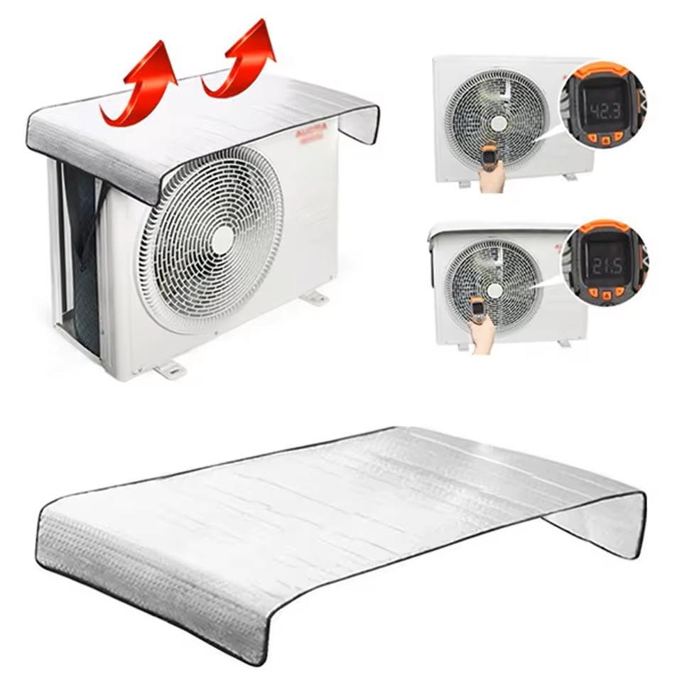 Premium Quality Heavy Duty Waterproof AC Outer Cover for 1 Ton, 1.5 Ton & 2 Ton Split AC | Aluminum Foil Sunproof Dustproof Heatproof Rainproof Outdoor Unit Protector Cover with Adjustable Straps | Durable AC Compressor Protection Cover