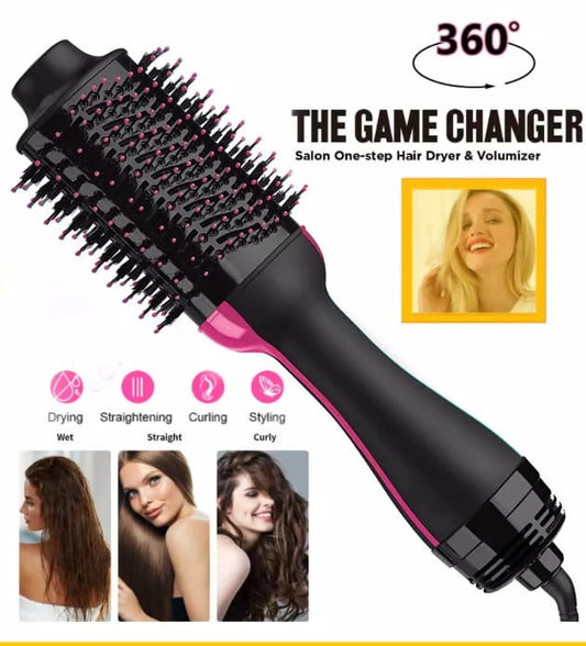 3 in 1 Hair Dryer Brush Hot Air Comb Straightener Curler Volumizer Professional Electric Hair Styling Tool for Women Quick Drying Blow Dryer Brush with Adjustable Heat for Salon Style Hair