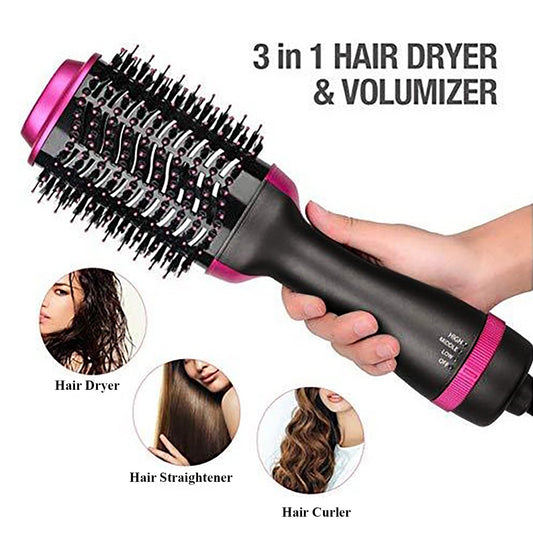 3 in 1 Hair Dryer Brush Hot Air Comb Straightener Curler Volumizer Professional Electric Hair Styling Tool for Women Quick Drying Blow Dryer Brush with Adjustable Heat for Salon Style Hair